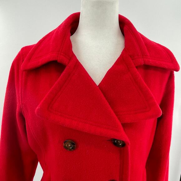 Vintage Woolrich Red Wool Double Breasted Outdoor Winter Classic Pea Coat M - Picture 5 of 12